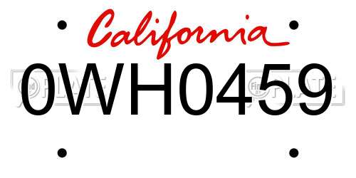 0WH0459 California License Plate