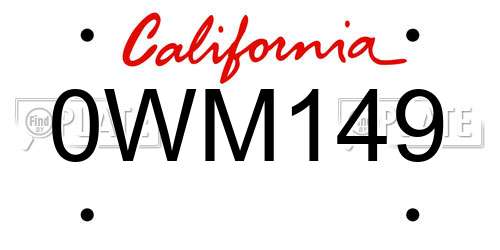 0WM149 California License Plate