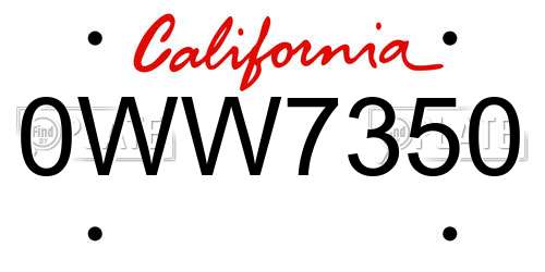 0WW7350 California License Plate