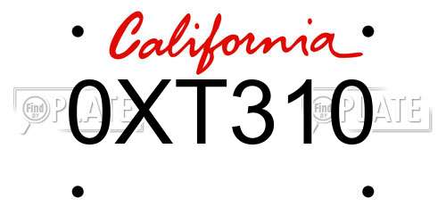 0XT310 California License Plate
