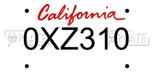 0XZ310 California License Plate