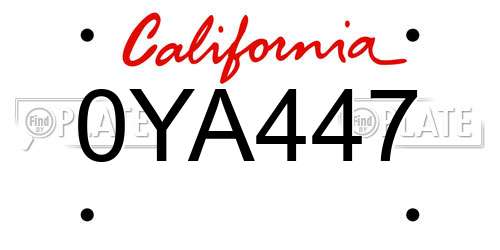 0YA447 California License Plate