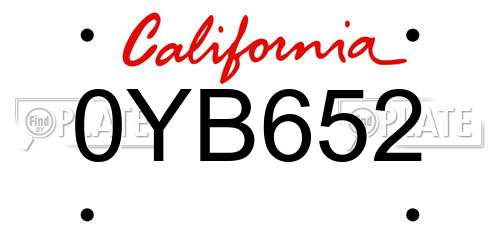 0YB652 California License Plate
