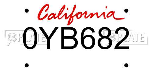 0YB682 California License Plate
