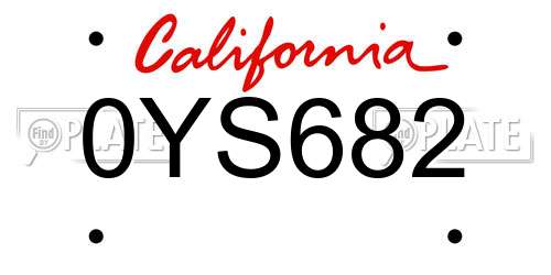 0YS682 California License Plate
