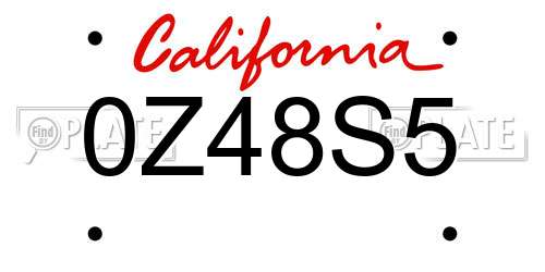 0Z48S5 California License Plate