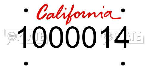 1000014 California License Plate