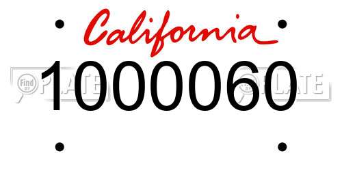 1000060 California License Plate