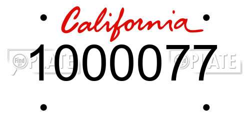 1000077 California License Plate