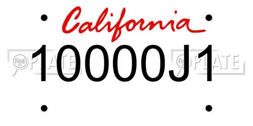 10000J1 California License Plate