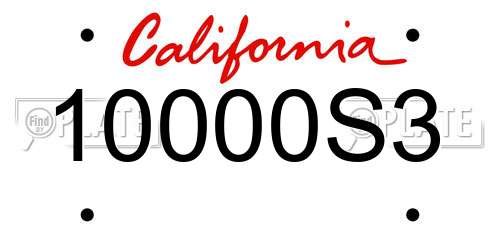 10000S3 California License Plate