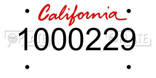 1000229 California License Plate