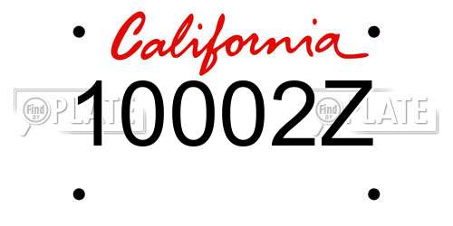 10002Z California License Plate