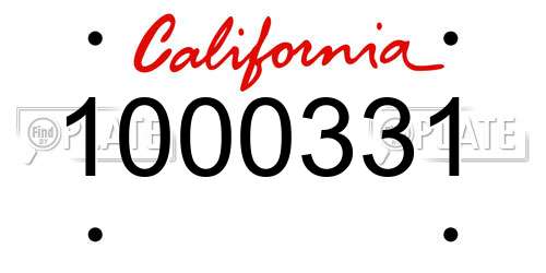 1000331 California License Plate