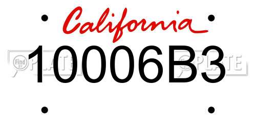 10006B3 California License Plate