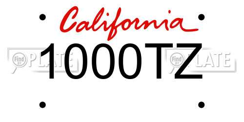 1000TZ California License Plate