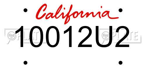 10012U2 California License Plate