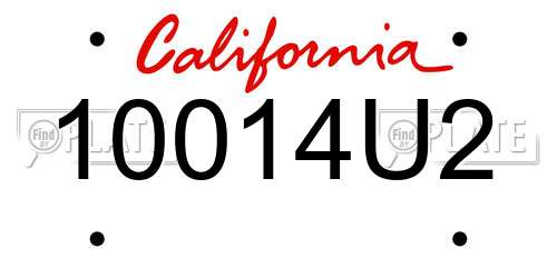 10014U2 California License Plate