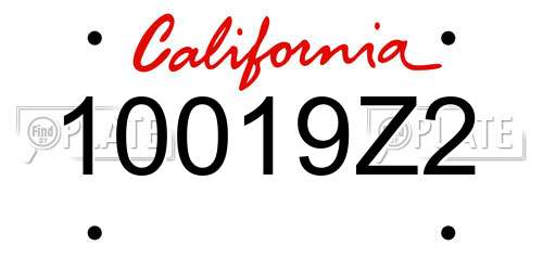 10019Z2 California License Plate