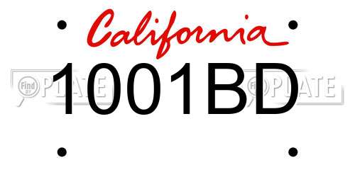 1001BD California License Plate