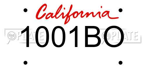 1001BO California License Plate