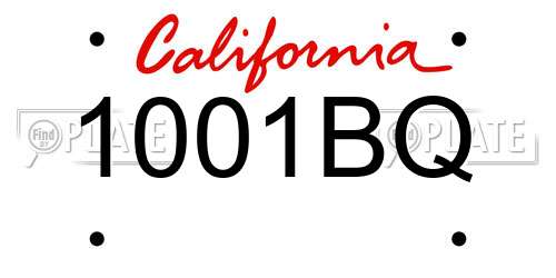 1001BQ California License Plate