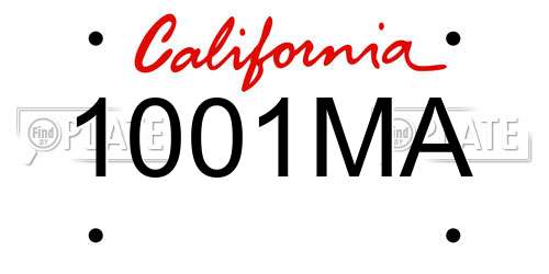 1001MA California License Plate