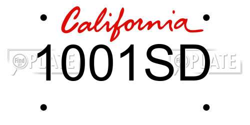 1001SD California License Plate