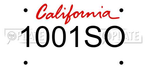 1001SO California License Plate