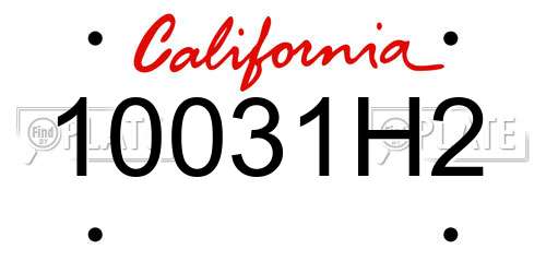 10031H2 California License Plate