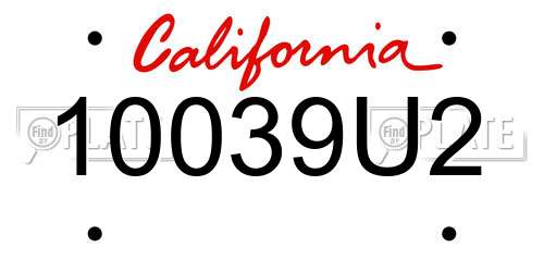 10039U2 California License Plate