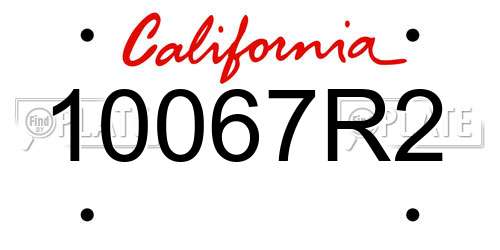 10067R2 California License Plate