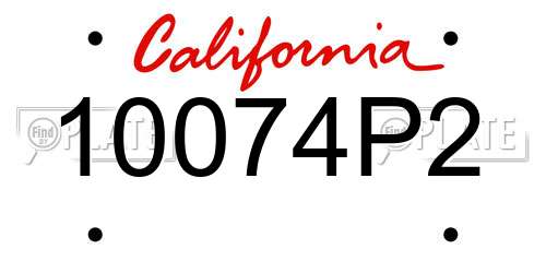 10074P2 California License Plate