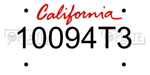 10094T3 California License Plate