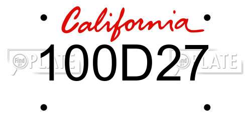 100D27 California License Plate