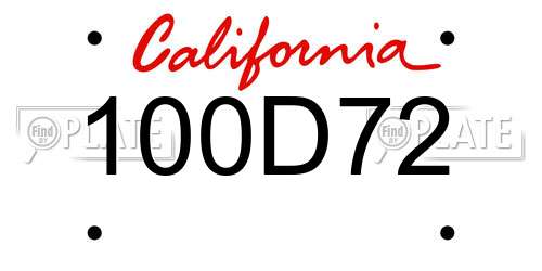 100D72 California License Plate