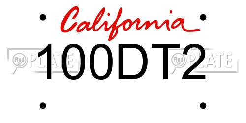 100DT2 California License Plate