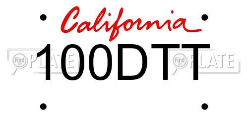100DTT California License Plate