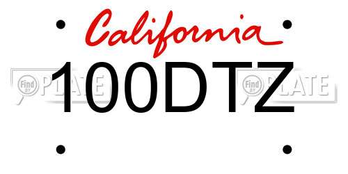 100DTZ California License Plate