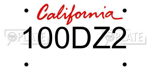 100DZ2 California License Plate