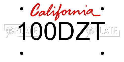 100DZT California License Plate