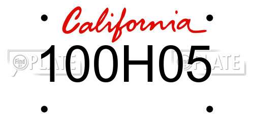 100H05 California License Plate