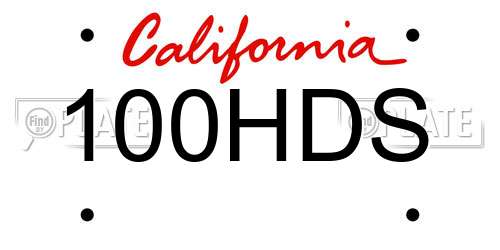 100HDS California License Plate