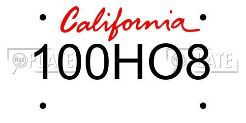 100HO8 California License Plate