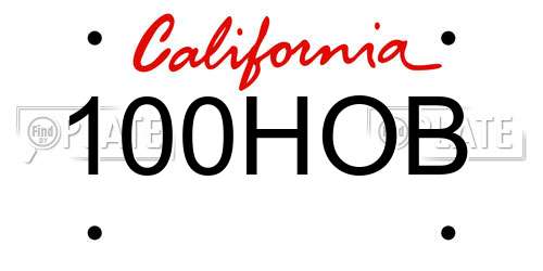 100HOB California License Plate
