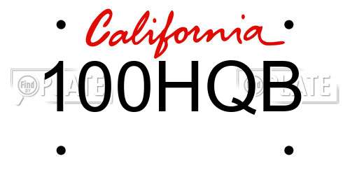 100HQB California License Plate