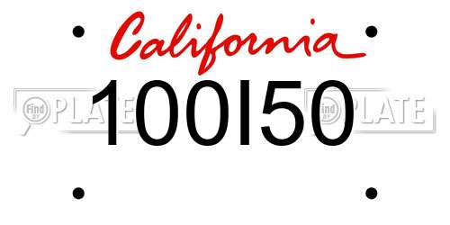100I50 California License Plate