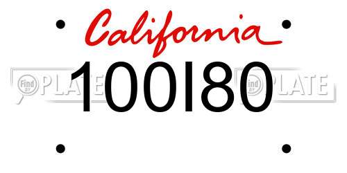 100I80 California License Plate