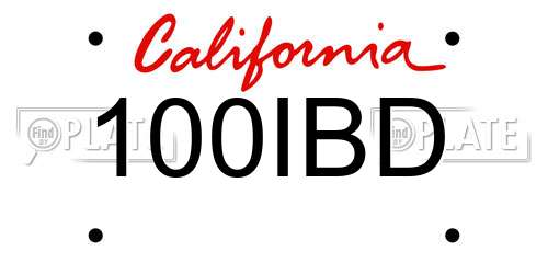 100IBD California License Plate