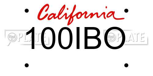 100IBO California License Plate